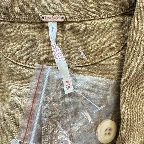 Free People Rhodes Chino Shorts Coverall‎ Sz XS Color Khaki Romper Linen Blend - Picture 7 of 8